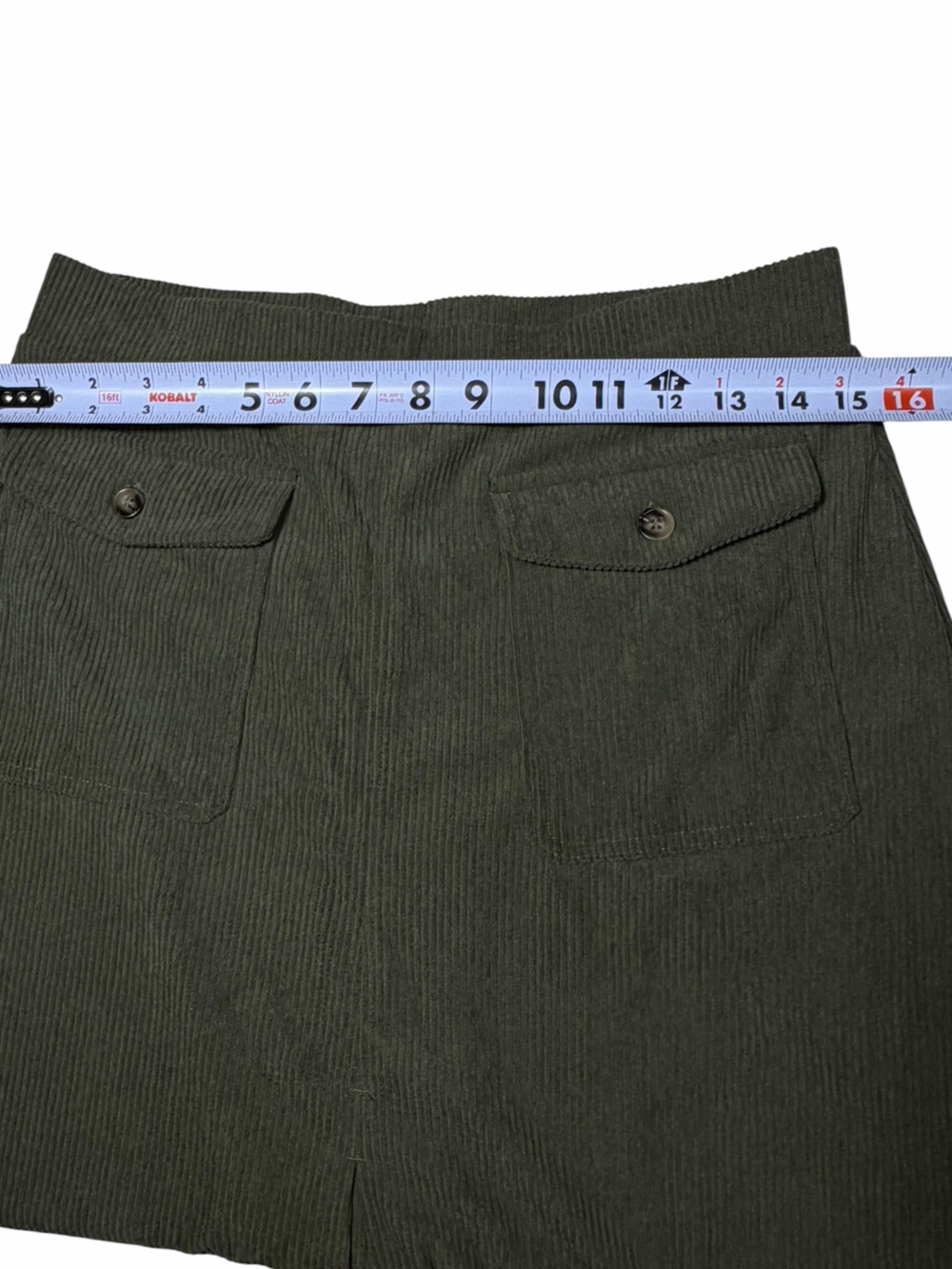Halara High Waisted A-line Corduroy Midi Skirt Pockets medium (8/10) green NEW - Picture 7 of 12